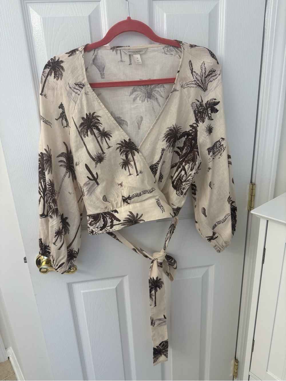 Banana Republic Cream Tropical Wrap Crop Top
